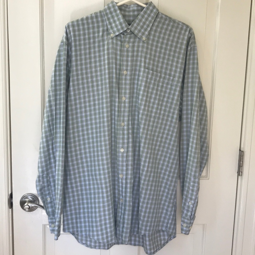Green and blue hickey freeman dress shirt
